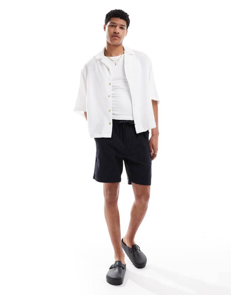 ONLY & Sons - Shorts aus strukturiertem Leinenmix in Marineblau von ONLY & SONS