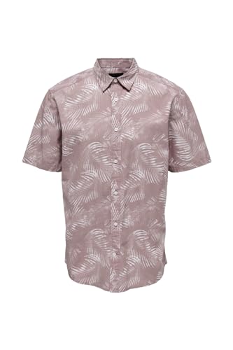 ONLY & SONS Herren Onsbes Reg Ctn Slub Leaf Ss Shirt, Nirvana, L von ONLY & SONS