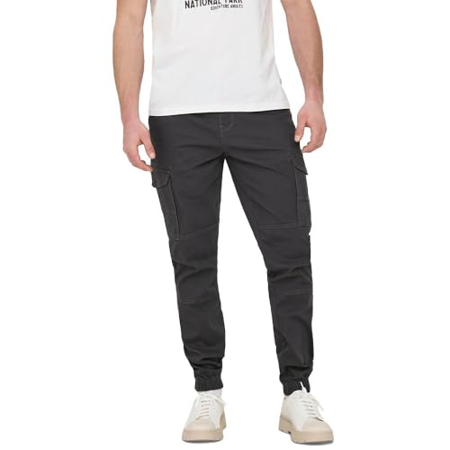 ONLY & SONS Herren ONSCARTER Life Cargo Cuff 0013 Pant NOOS Cargohose 22028434,Grey Pinstripe,28W / 34L von ONLY & SONS
