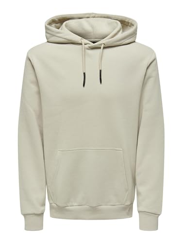 ONLY & SONS Herren Hoodie Kapuzenpullover ONSCERES XS S M L XL XXL Baumwolle, Größe:L, Farbe:Silver Lining 22018685 von ONLY & SONS