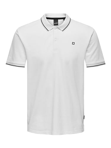 ONLY & SONS Herren Poloshirt ONSFLETCHER - Regular Fit XS S M L XL XXL, Größe:L, Farbe:Bright White Black Contrast Stripe 22024827 von ONLY & SONS