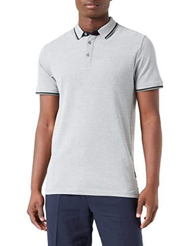 ONLY & SONS Herren Onsfletcher Slim Ss Polo Noos, Castor Gray/Pattern:castor Gray W. Bright White Melange, S von ONLY & SONS