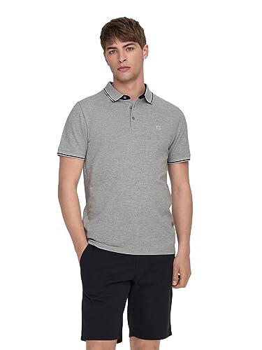 ONLY & SONS Herren Poloshirt ONSFLETCHER - Regular Fit XS S M L XL XXL, Größe:XXL, Farbe:Light Grey Melange 22024827 von ONLY & SONS