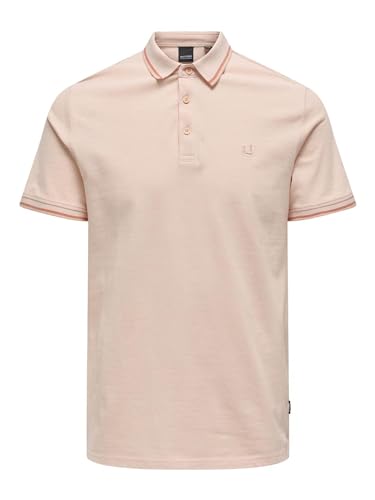 ONLY & SONS Herren Onsfletcher Slim Ss Polo Noos, Peach Nectar/Pattern:peach Nectar W. B White Melange, XS von ONLY & SONS