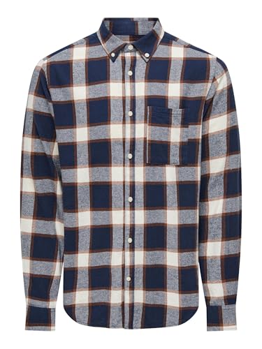 ONLY & SONS Herren Onsral Ls Slim Shirt Freizeithemd, Navy Blazer/Checks:Big Check, XL von ONLY & SONS