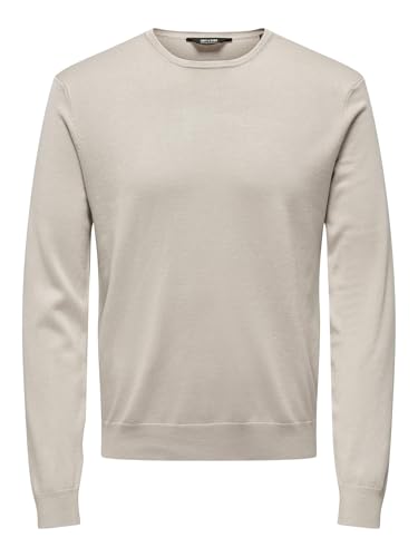 ONLY & SONS Herren Onswyler Life Reg 14 Ls Crew Knit Noos, Silver Lining, M von ONLY & SONS