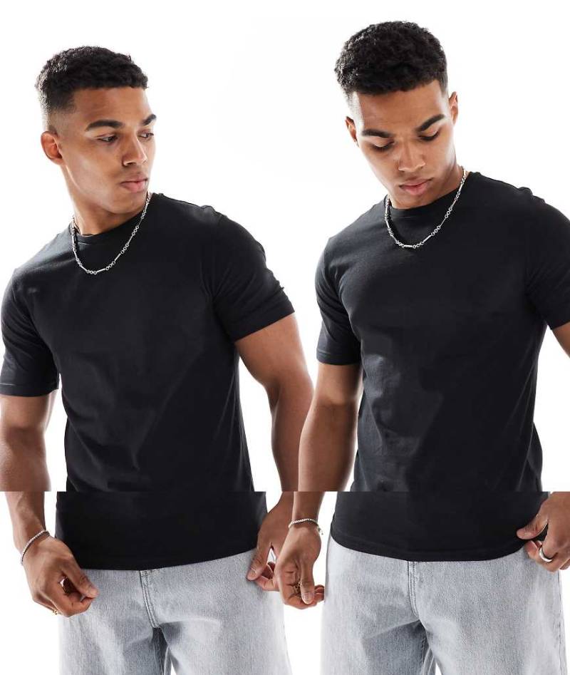 Only & Sons - 2er-Pack T-Shirts in Schwarz mit Rundhalsausschnitt von ONLY & SONS