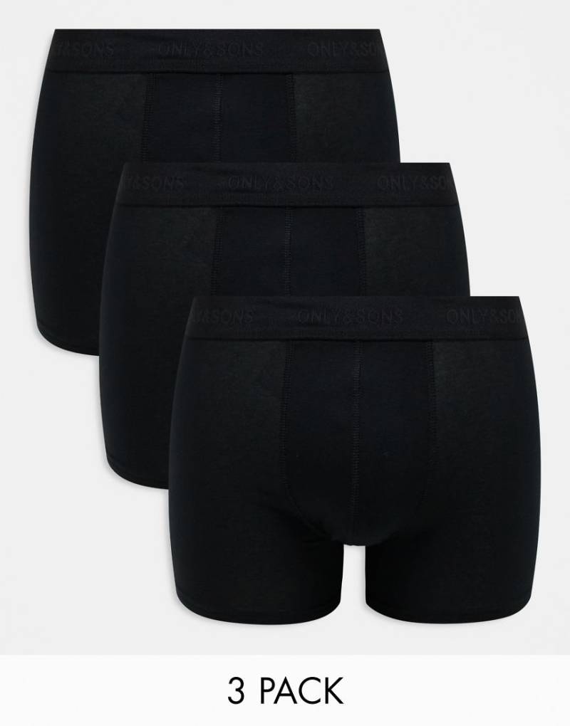 Only & Sons - 3er-Pack Unterhosen ganz in Schwarz von ONLY & SONS