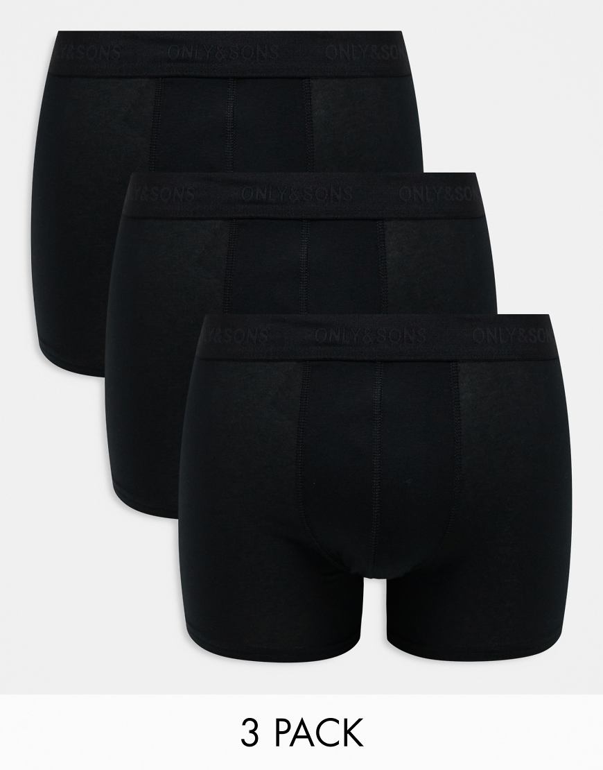 Only & Sons - 3er-Pack Unterhosen ganz in Schwarz von ONLY & SONS