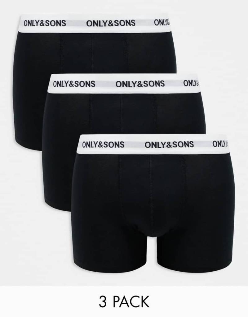 Only & Sons - 3er-Pack Unterhosen mit Logobund in Schwarz und Weiß von ONLY & SONS