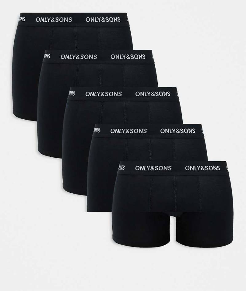 Only & Sons - 5er-Pack Unterhosen in Massivschwarz von ONLY & SONS