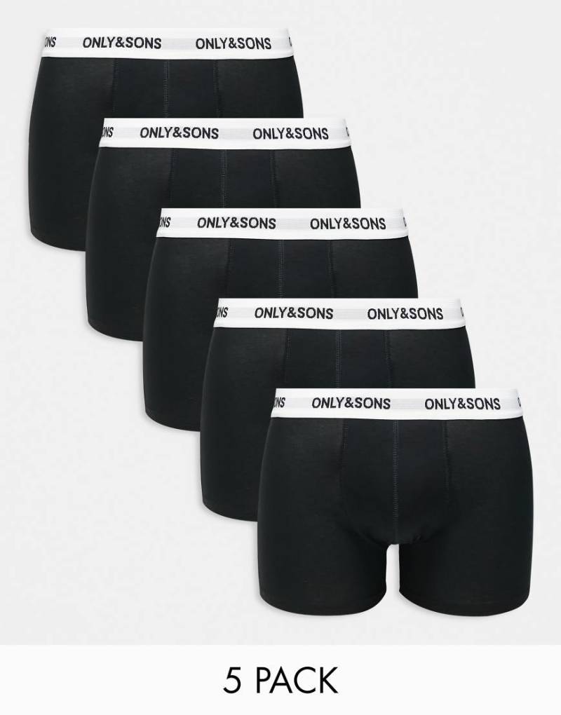 Only & Sons - 5er-Pack Unterhosen mit Logobund in Schwarz und Weiß von ONLY & SONS