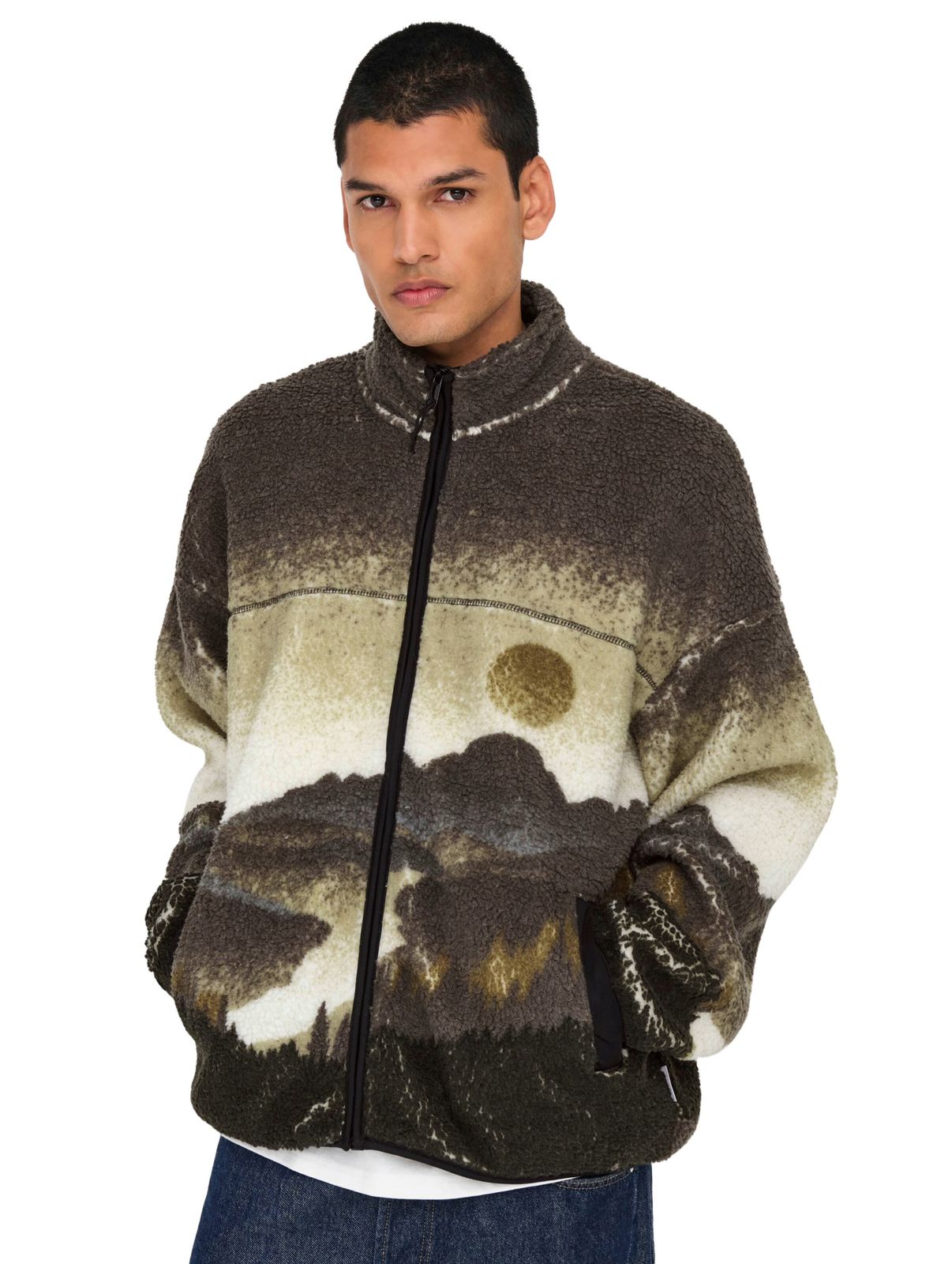ONLY & SONS Blaze Aop Kapuzenpullover mit durchgehendem Reißverschluss in Aschenputtelbraun ONLY & SONS Blaze Aop Kapuzenpullover mit durchgehendem Reißverschluss in Aschenputtelbraun von ONLY & SONS