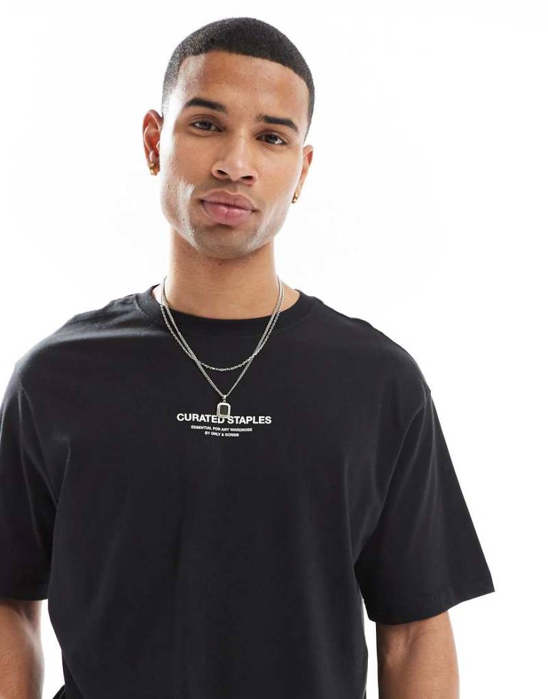 Only & Sons - Curated - Locker geschnittenes T-Shirt in Schwarz von ONLY & SONS
