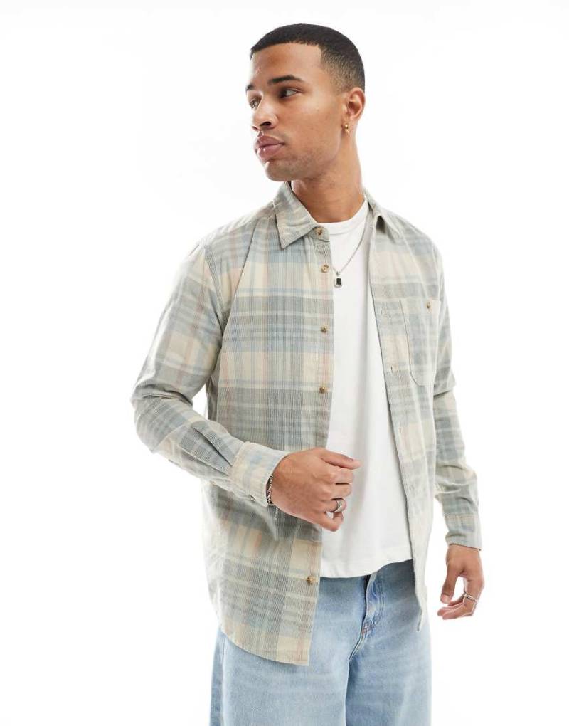Only & Sons - Garngefärbtes Cordhemd in verwaschenem Blau mit Karomuster in regulärer Passform von ONLY & SONS