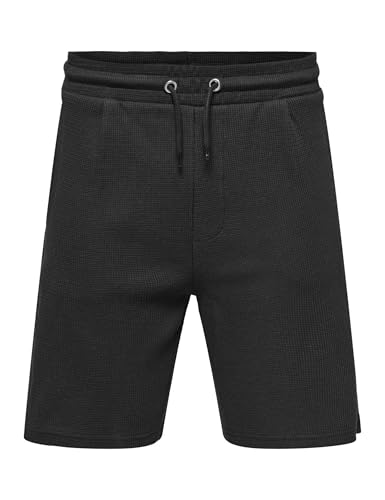Only & Sons Herren Onscal Reg Struct Pleat Shorts, Jet Black, XXL EU von ONLY & SONS
