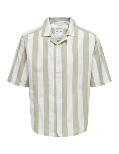 Only & Sons Herren Onstes RLX Ctn Slub Stripe Ss Shirt, Chinchilla, L von ONLY & SONS