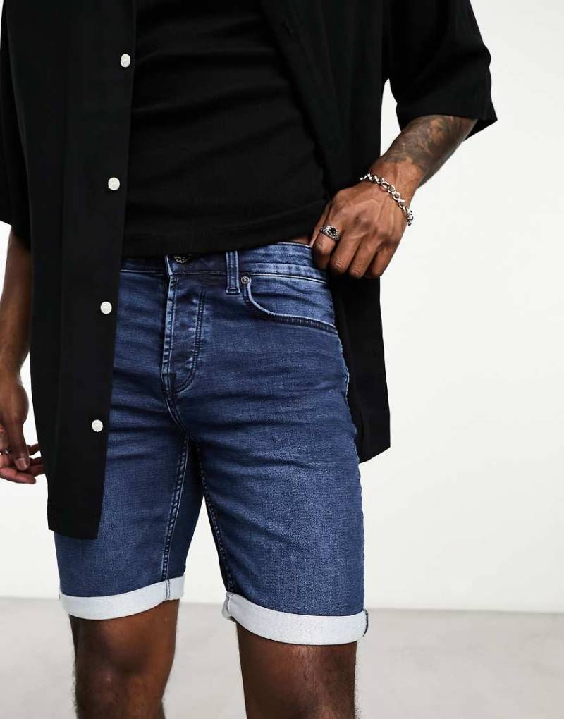 Only & Sons - Jogging-Jeans-Shorts in dunkler Waschung-Blau von ONLY & SONS