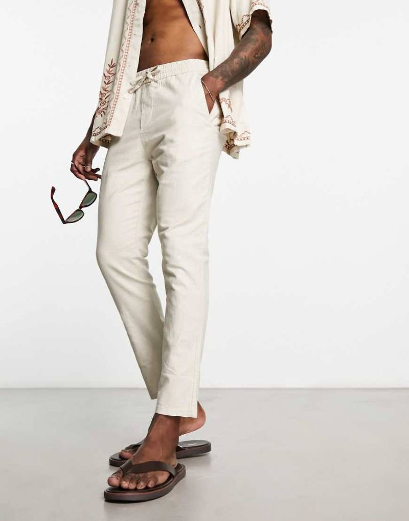 ONLY & SONS - Verkürzte Hose aus Leinenmix in Beige-Neutral von ONLY & SONS