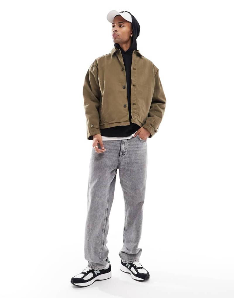 Only & Sons - Lässige Jacke in Khaki mit überschnittenen Schultern-Schwarz von ONLY & SONS