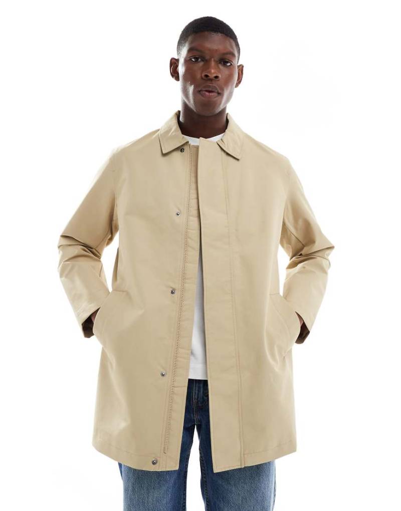 Only & Sons - Lang geschnittener Trenchcoat in Beige-Neutral von ONLY & SONS