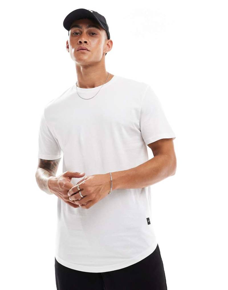 Only & Sons - Longline-T-Shirt in Weiß mit abgerundetem Saum von ONLY & SONS
