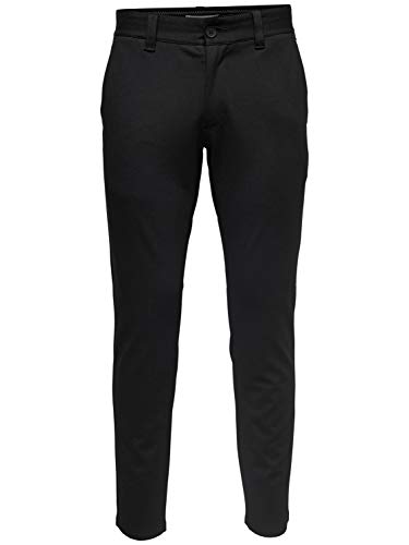 ONLY & SONS Herren Chino Hose ONSMARK - Slim Fit - Schwarz Grau Blau Grün, Größe:33W / 36L, Farbe:Black 22010209 von Only & Sons