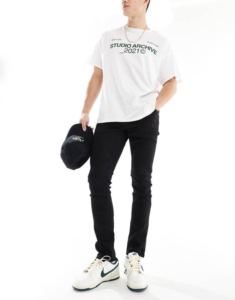 Only & Sons - Schmal geschnittene, schwarze Stretch-Jeans von ONLY & SONS