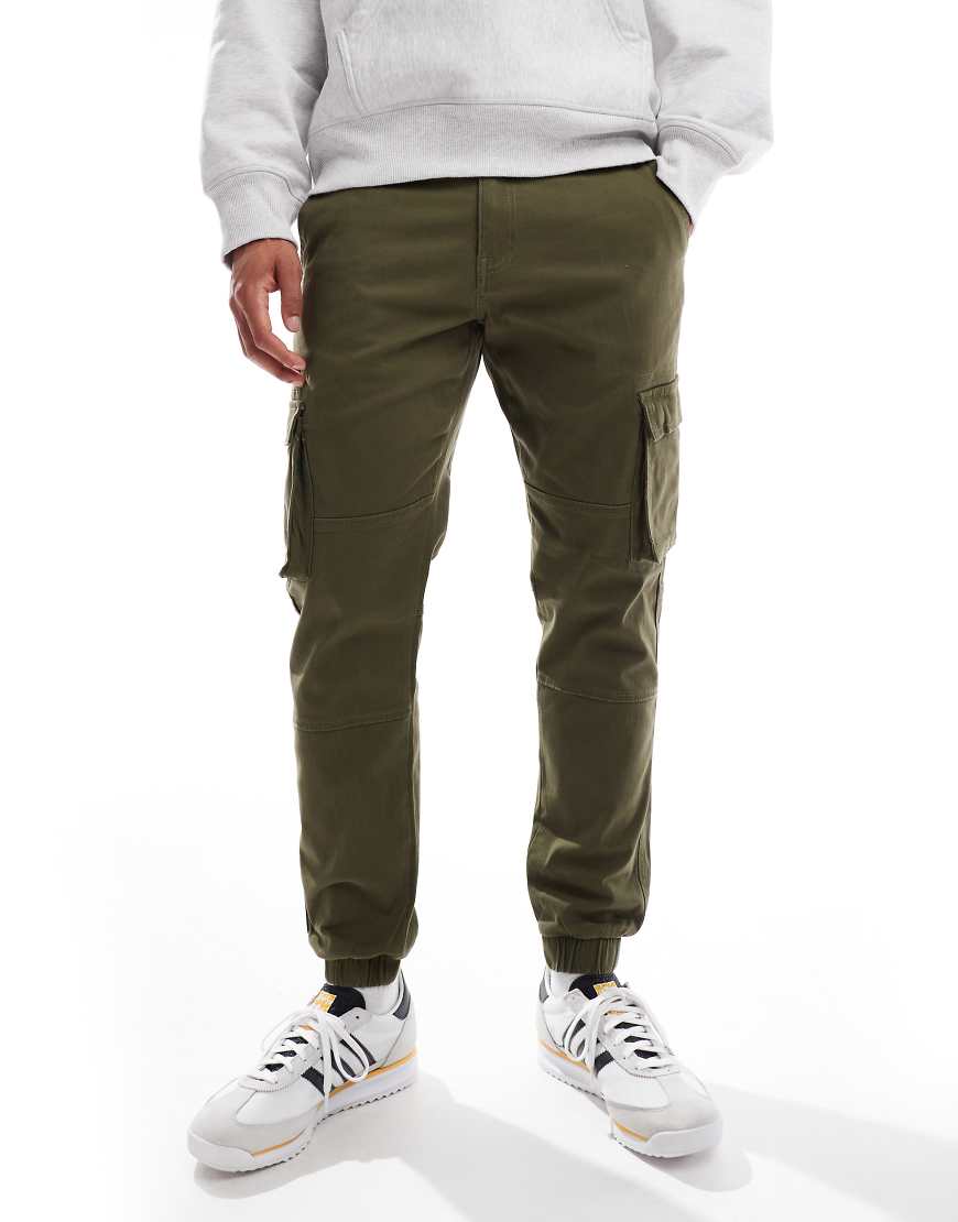Only & Sons - Schmal zulaufende Cargohose in Khaki mit Bündchen-Grün von ONLY & SONS