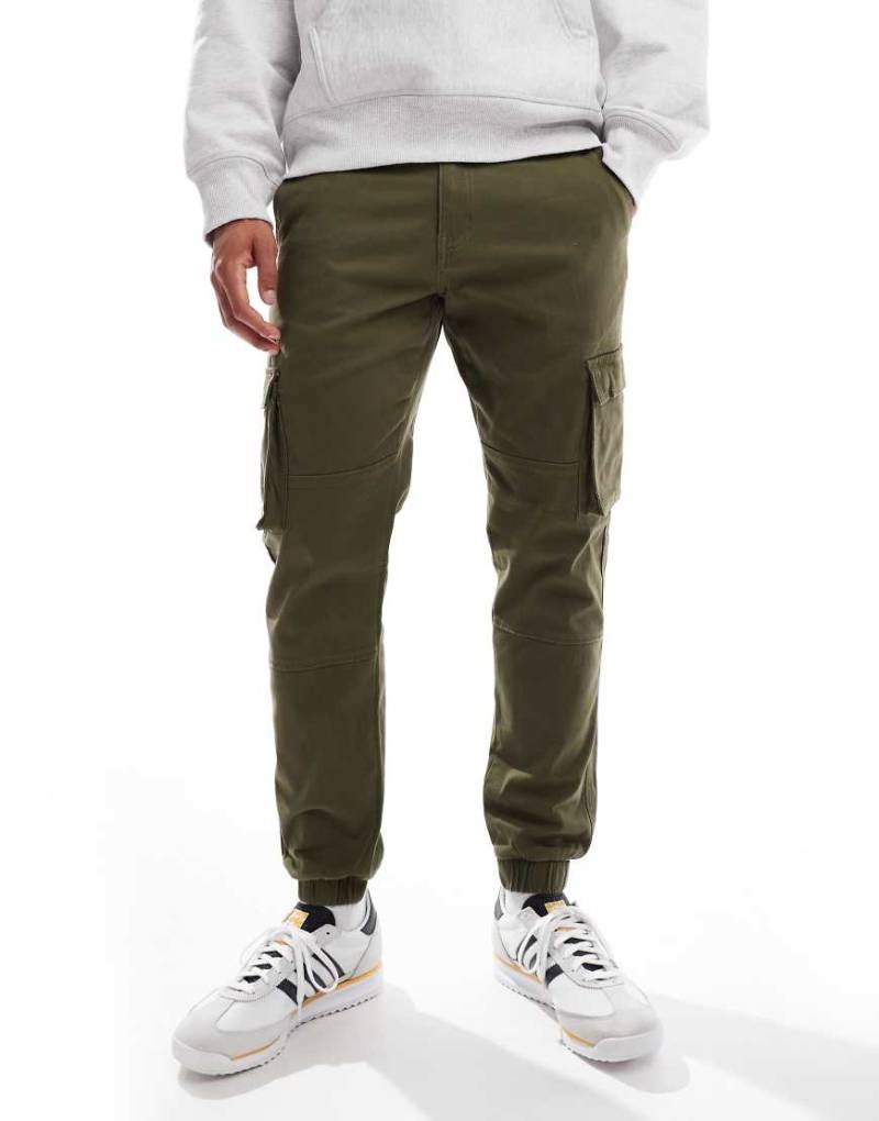 Only & Sons - Schmal zulaufende Cargohose in Khaki mit Bündchen-Grün von ONLY & SONS