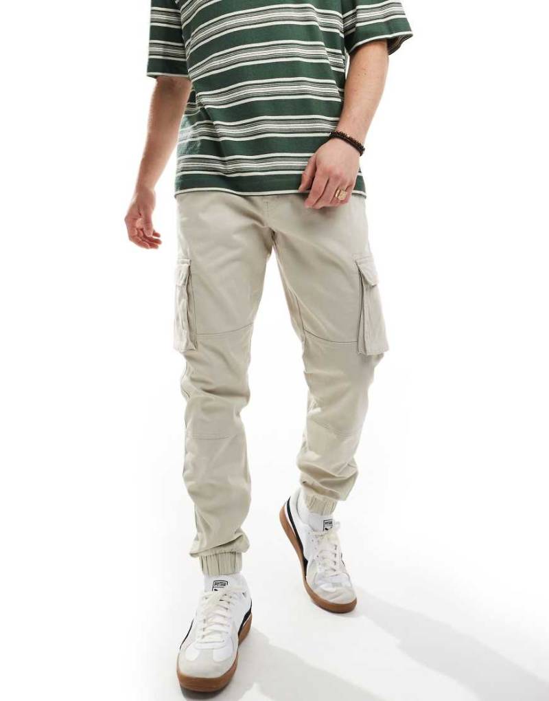 Only & Sons - Schmal zulaufende Cargohose in Sand mit Bündchen-Neutral von ONLY & SONS