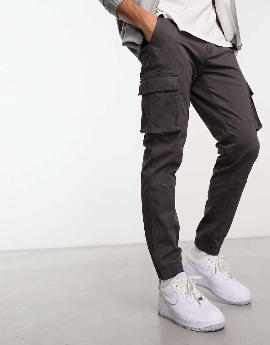 Only & Sons - Schmal zulaufende Cargohose mit Bündchen in Grau von ONLY & SONS