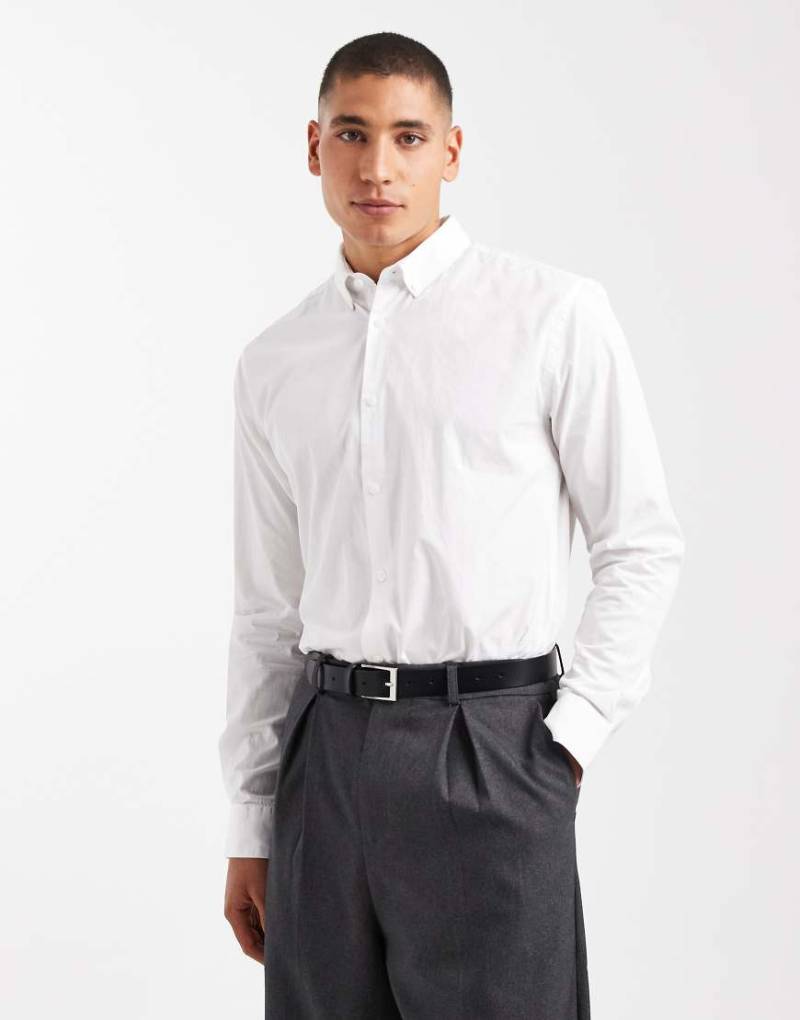 Only & Sons - Schmales Popeline-Hemd in Weiß mit Stretchanteil von ONLY & SONS