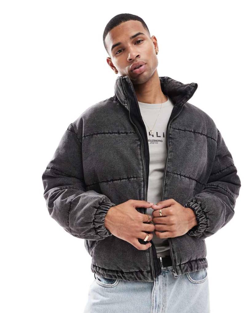 Only & Sons - Steppjacke mit Denim-Optik in verwaschenem Schwarz von ONLY & SONS