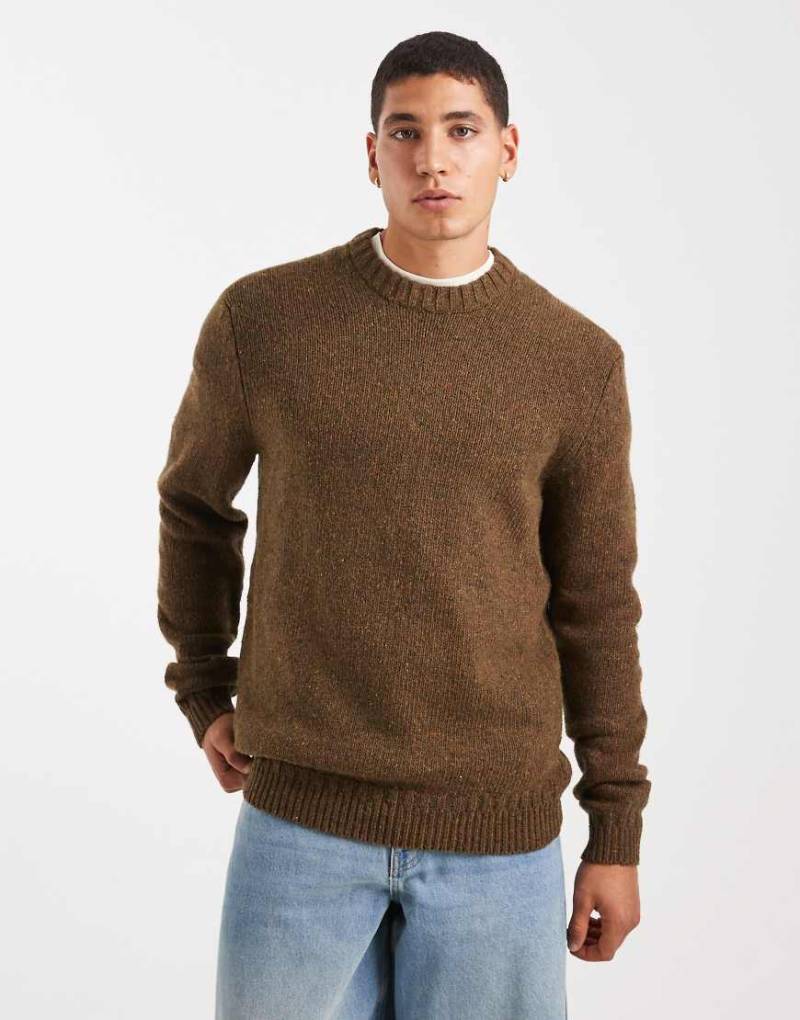 Only & Sons - Strickpullover in gesprenkeltem Olivgrün mit Rundhalsausschnitt von ONLY & SONS