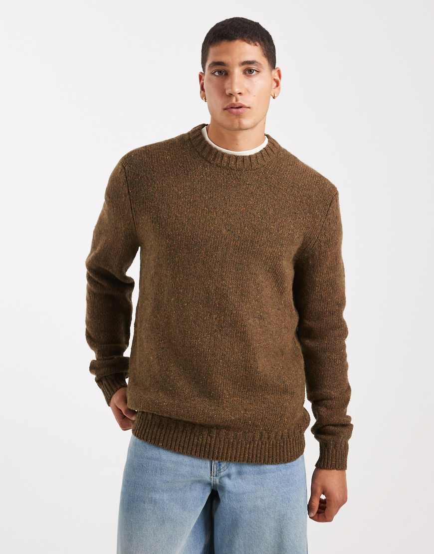 Only & Sons - Strickpullover in gesprenkeltem Olivgrün mit Rundhalsausschnitt von ONLY & SONS