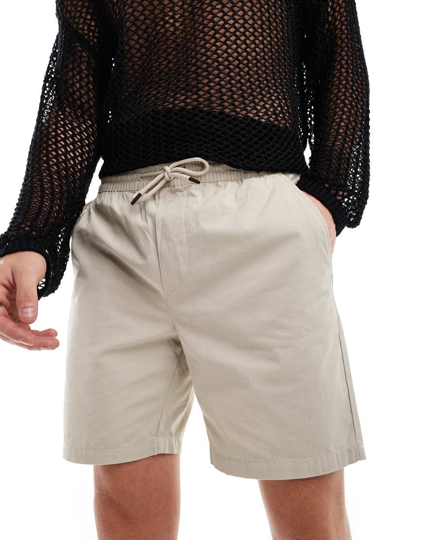 Only & Sons - Twill-Shorts in Steinbeige mit elastischem Bund-Neutral Only & Sons - Twill-Shorts in Steinbeige mit elastischem Bund-Neutral von ONLY & SONS