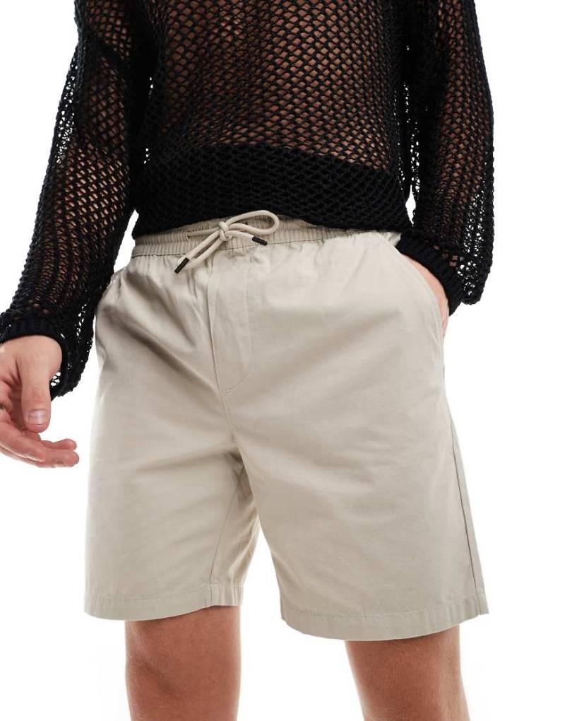 Only & Sons - Twill-Shorts in Steinbeige mit elastischem Bund-Neutral von ONLY & SONS