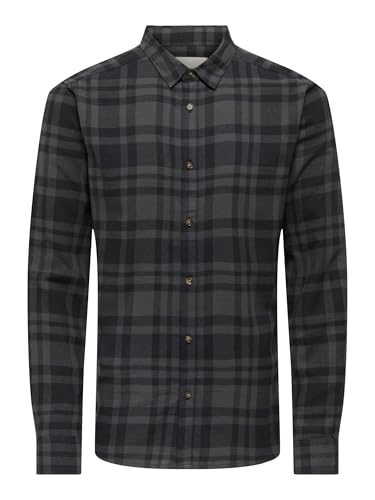 ONLY & SONS Herren Onsgudmund Ls Checked Shirt Noos Freizeithemd, Jet Black,XXL von ONLY & SONS