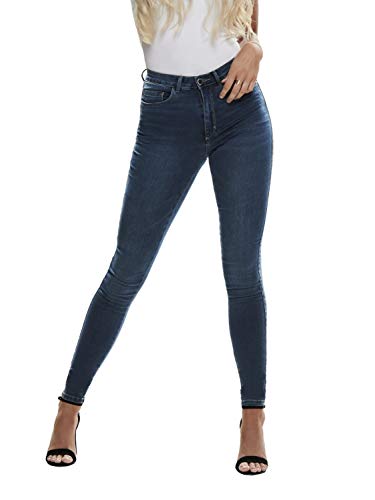ONLY Damen Skinny Fit Jeans Stretch Denim Hose Basic ONLROYAL High Waist Röhrenjeans Bio Baumwolle, Farben:Dunkelblau, Größe:M / 32L von ONLY