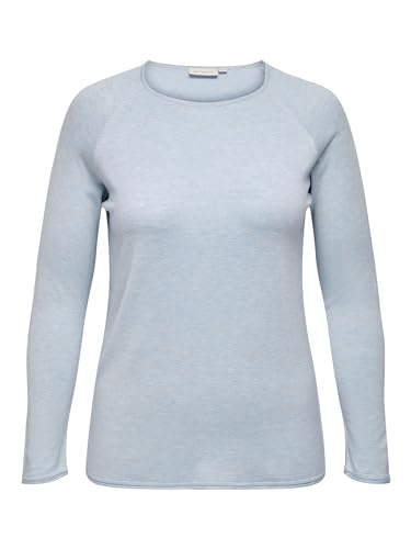 ONLY Carmakoma Damen Dünner Strick Pullover Große Größen Langarm Shirt Curvy Plus Size Übergröße, Farben:Hellblau, Größe:46-48 von ONLY Carmakoma