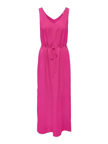 JDY Damen Kleid JDYSAY S/L Linen Maxi TIE Dress WVN Dia (DE/NL/SE/PL, Alphanumerisch, XS, Regular, Regular, Fuchsia Purple) von ONLY