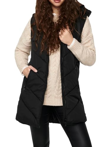 ONLY Damen Jdyskylar Padded Hood Waistcoat Otw Noos, Black/Detail:BLACK, XXL von JdY