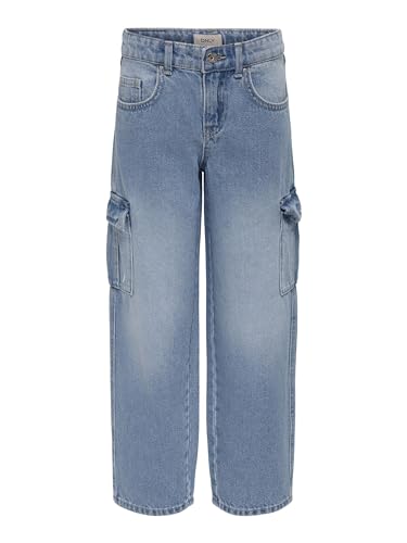 ONLY Mädchen Kogharmony Wide Carrot Pim Noos Cargohose, Light Blue Denim, 122 EU von ONLY