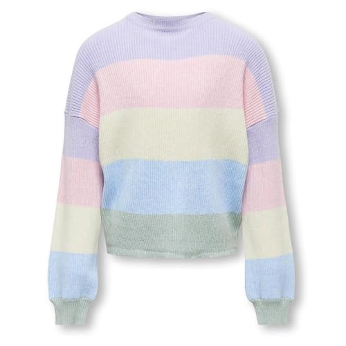 KIDS ONLY Mädchen Kogsandy L/S Stripe KNT Noos Pullover, Lavendula/Stripes:Roseate/Birch/Blue Bell/Jadeite, 158-164 EU von KIDS ONLY