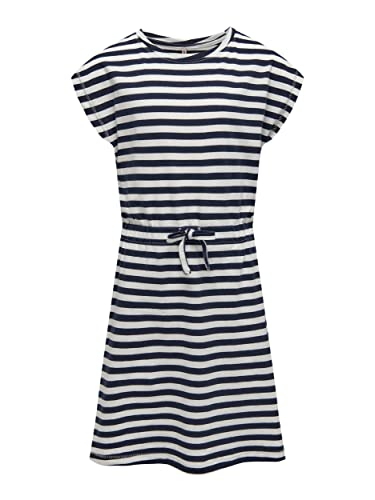 ONLY Mädchen Konmay S/S Dress Noos JRS Jerseykleid, Navy Blazer/Stripes:Cloud Dancer, 134-140 EU von ONLY