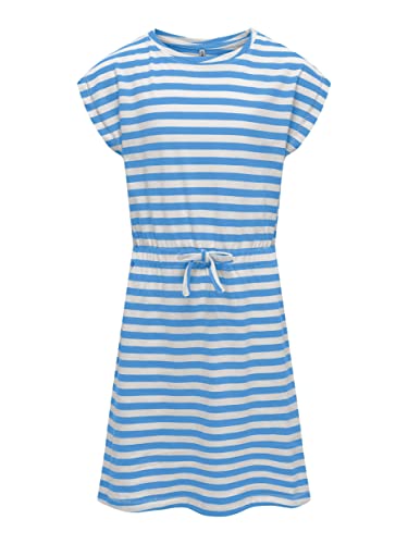 ONLY Mädchen Konmay S/S Dress Noos JRS Jerseykleid, Provence/Stripes:Cloud Dancer, 134-140 EU von ONLY