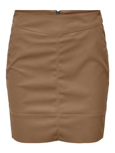 ONLY Damen Onlbase Faux Leather Skirt Otw Noos Lederrock, Toasted Coconut, von ONLY