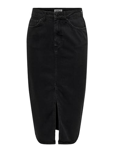 ONLY Damen Midi Jeans Rock ONLBianca 15319268 Washed Black M von ONLY