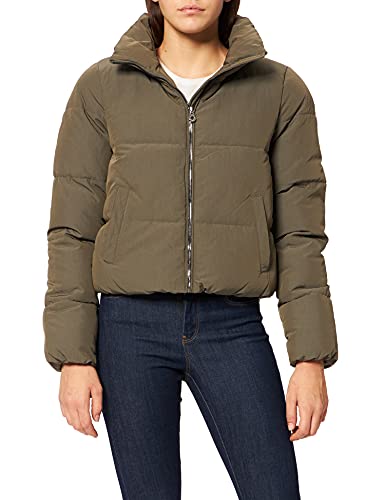 ONLY Damen Kurze Jacke ONLDOLLY Warm Gefütterte Puffer Übergangsjacke mit Reißverschluss ohne Kapuze, Farben:Olive, Größe:L von ONLY